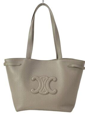 CELINE Small Hippo Anais Cuir Trionf Gray Grained Calfskin Tote Bag